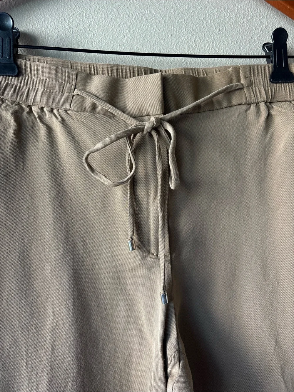 Massimo Dutti Beige Drawstring Pants Relaxed Tapered Minimalist Chic